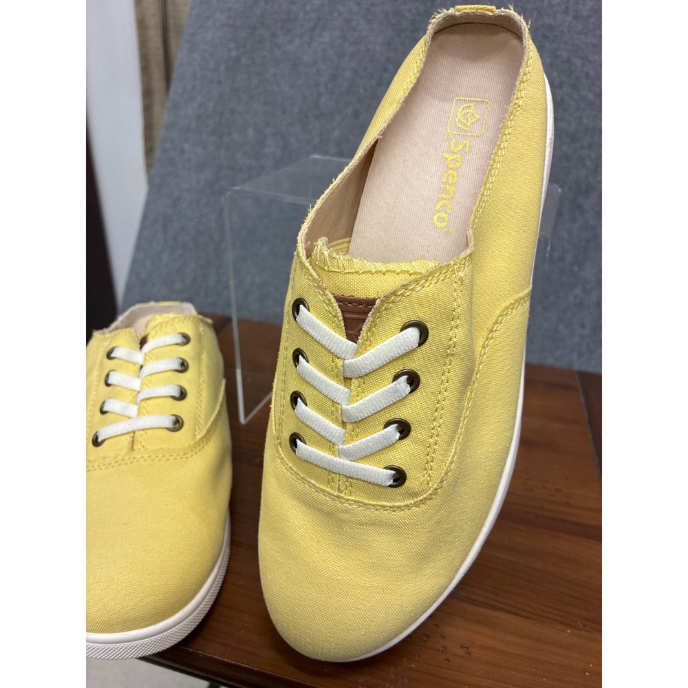 Spenco Yellow Canvas Mule Sneakers Womens Size 8 Slip On Backless Shoes